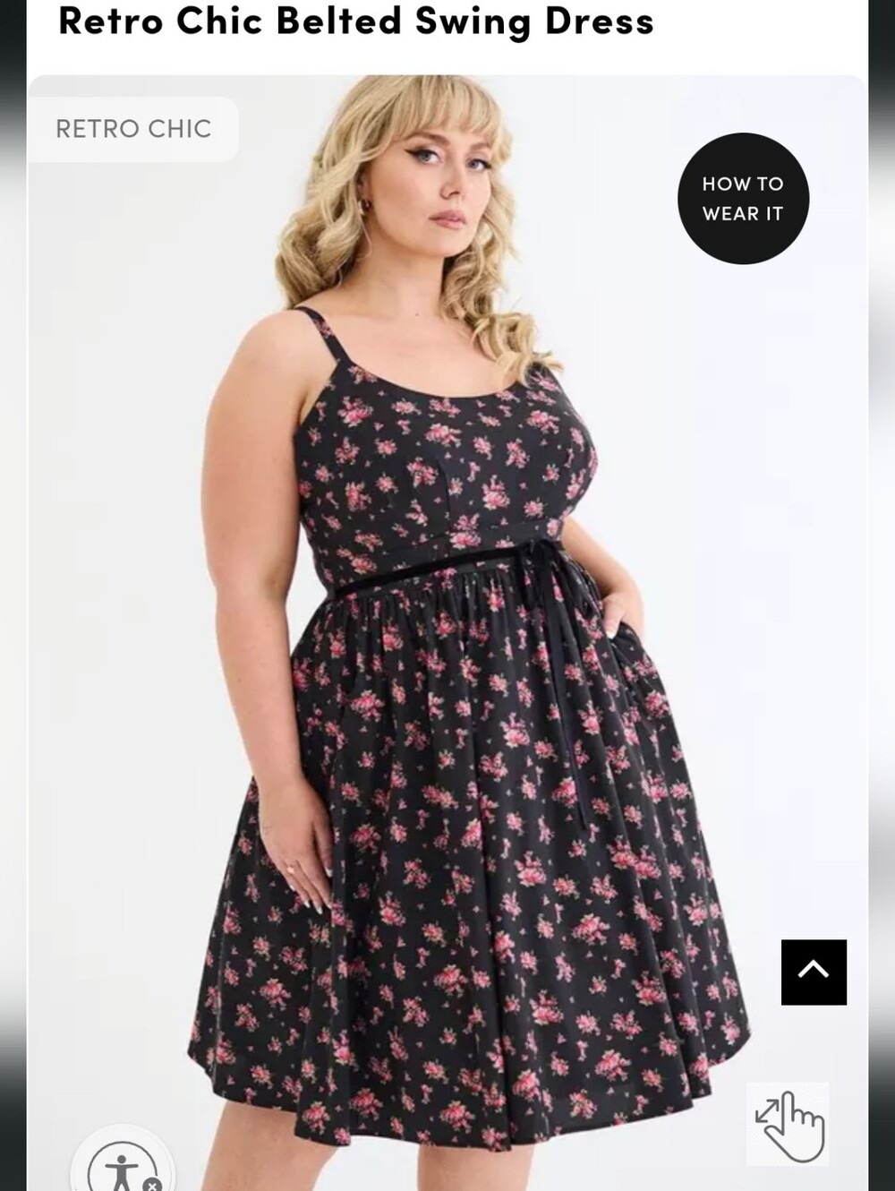 Black Floral Summer Dress with Pink Roses